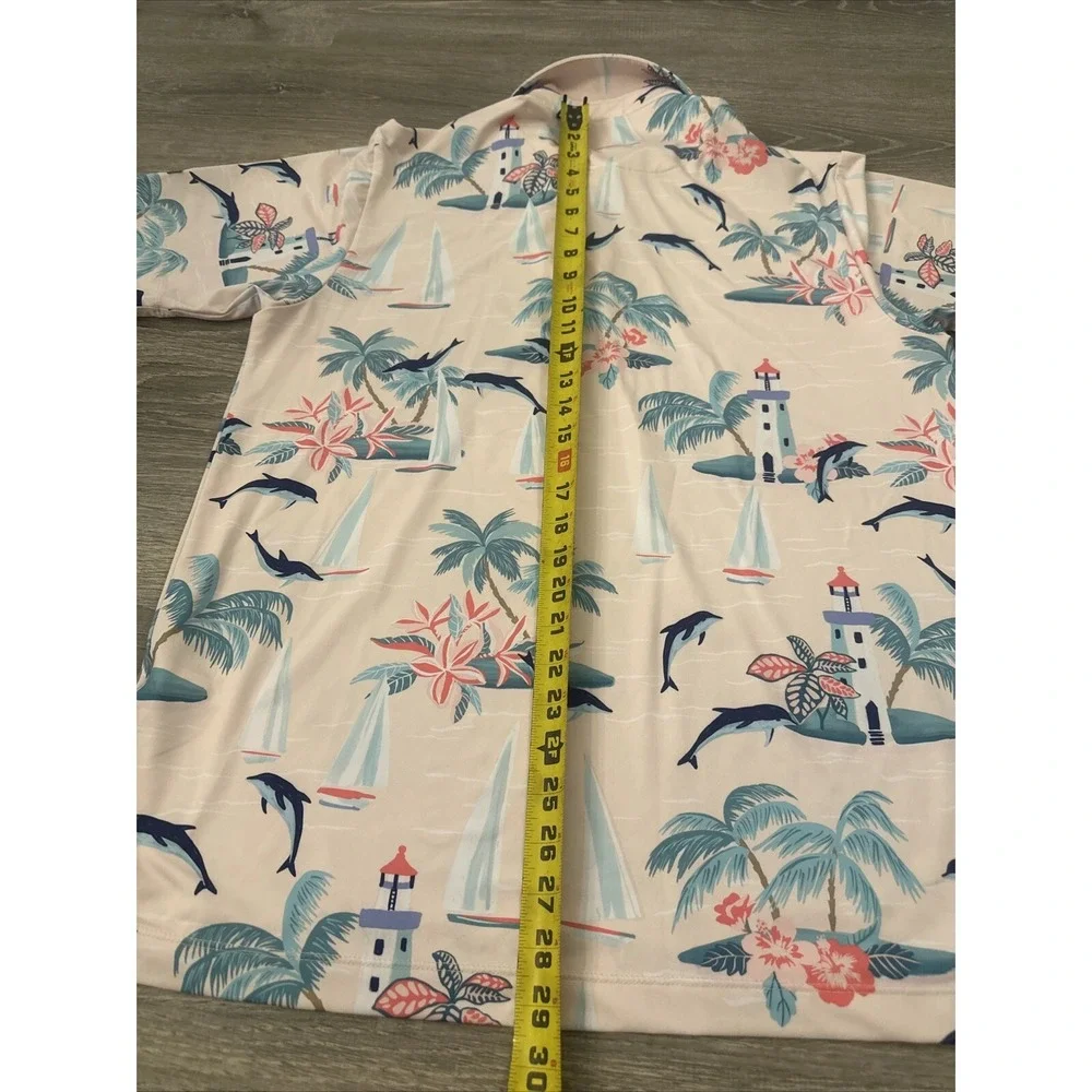 Bad Birdie Polo Golf Shirt Men's Large Performance Stretch  Tropical Dolphins